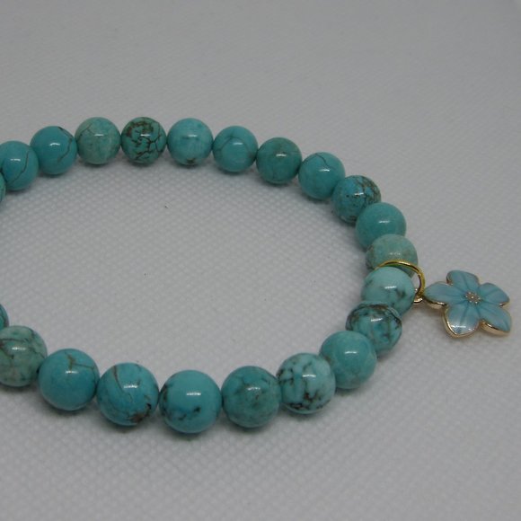 Handmade Blue Turquoise Butterfly Bracelet Natural Stone Beads - Picture 5 of 7